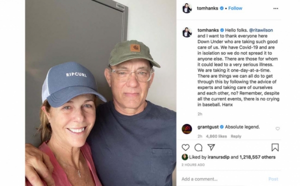 Dinyatakan Positif Korona, Tom Hanks Memberi Kabar Terbaru Melalui Akun Instagram Pribadinya